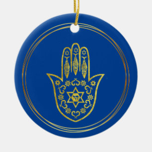 Décoration En Céramique Jewish Gold Hamsa Christmas Ornament