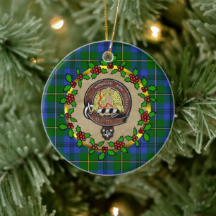 Décoration En Céramique Johnstone Badge & Tartan Noël personnalisé