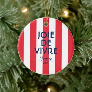 Décoration En Céramique Joie De Vivre France Red Cabana Stripe Français