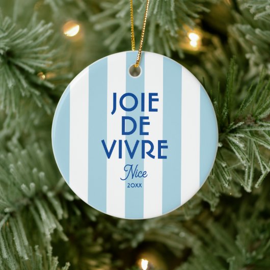 Décoration En Céramique Joie De Vivre Nice Blue Cabana Stripe Français (Arbre)
