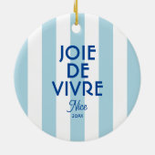 Décoration En Céramique Joie De Vivre Nice Blue Cabana Stripe Français (Dos)