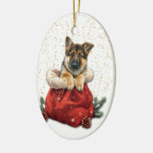 Décoration En Céramique Joli Berger Allemand Puppy Cadeau de Noël (Gauche)