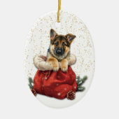 Décoration En Céramique Joli Berger Allemand Puppy Cadeau de Noël (Devant)