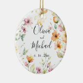 Décoration En Céramique Joli Boho Orange rose Aquarelle Fleurs sauvages (Droite)