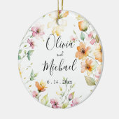 Décoration En Céramique Joli Boho Orange rose Aquarelle Fleurs sauvages (Gauche)