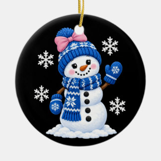 Décoration En Céramique Joli Bonhomme de Neige Féminin Noël Femmes Filles