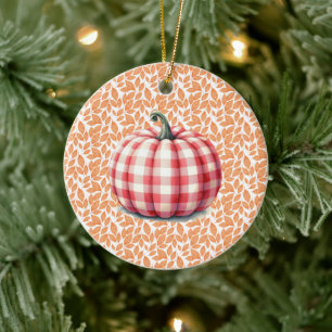 Décoration En Céramique Joli bonjour chute plaid citrouille