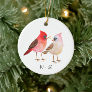 Décoration En Céramique Joli Cardinal Offrant des Cadeaux Couple Noël Pers