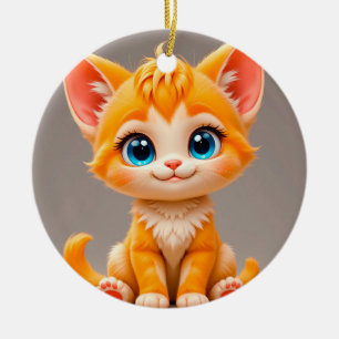Décoration En Céramique Joli Chat Orange Dessin Animé