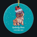 Décoration En Céramique Joli chien de Carlin Noël Chiot de neige Vacances<br><div class="desc">Belle caricature animale pour enfants et enfants. Parfait pour la première fête de Noël en famille. Vous pouvez customiser le texte pour n'importe quelle occasion.</div>