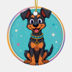 Décoration En Céramique Joli chien de dessin avec collier