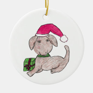 Décoration En Céramique Joli chiot de Noël