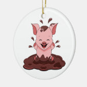 Décoration En Céramique Joli Cochon Jouant Dans La Boue (Gauche)