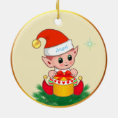 Décoration En Céramique Joli elf et étoile de Noël en ivoire (Dos)