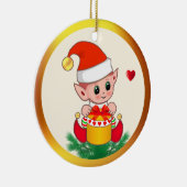 Décoration En Céramique Joli elfe de Noël & Coeurs (Droite)