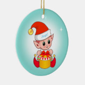 Décoration En Céramique Joli elfe de Noël & étoile sur bleu clair (Droite)