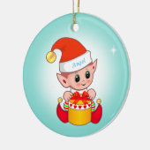 Décoration En Céramique Joli elfe de Noël & étoile sur bleu clair (Gauche)