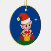 Décoration En Céramique Joli elfe et étoile de Noël en bleu (Droite)
