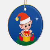Décoration En Céramique Joli elfe et étoile de Noël en bleu (Gauche)