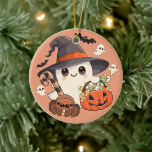 Décoration En Céramique Joli fantôme d'Halloween de style Kawaii
