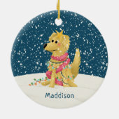 Décoration En Céramique Joli Golden Retriever hiver Chien Noël (Dos)