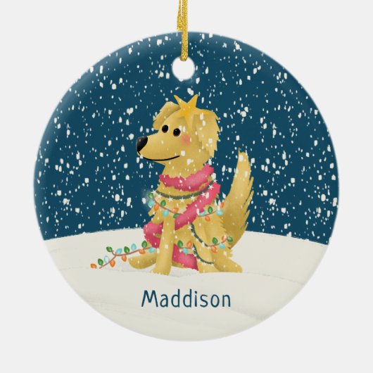 Décoration En Céramique Joli Golden Retriever hiver Chien Noël (Dos)