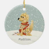 Décoration En Céramique Joli Golden Retriever hiver Noël (Dos)