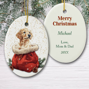 Décoration En Céramique Joli Golden Retriever Puppy Cadeau de Noël