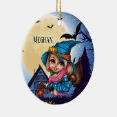 Décoration En Céramique joli Halloween sorcière ajouter nom (Droite)