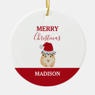 Décoration En Céramique Joli Hamster de Noël Funny Animal Santa Hat