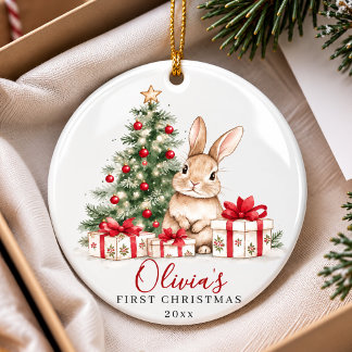Décoration En Céramique Joli lapin de Noël arbre Premier Noël