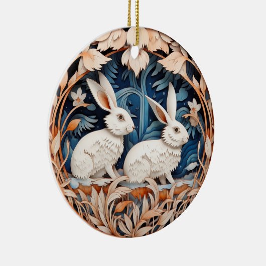 Décoration En Céramique Joli lapin lapin Noël Personnalisé (Droite)