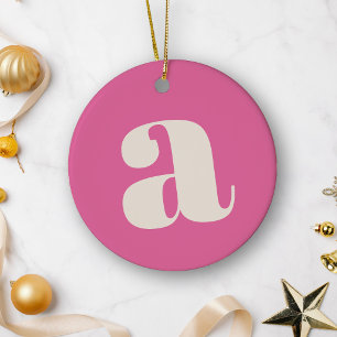 Décoration En Céramique Joli lettrage rétro monogramme rose chaud personna