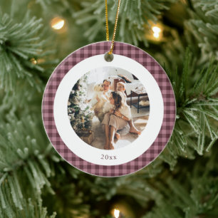 Décoration En Céramique Joli Noël avec photo personnalisée carreaux gingha