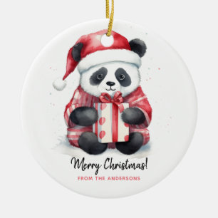 Décoration En Céramique Joli Noël Panda Père Noël