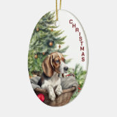 Décoration En Céramique Joli panier en osier de chien Beagle Noël (Gauche)