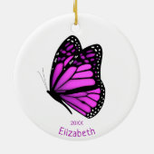 Décoration En Céramique joli papillon mauve à rayures roses personnalisé (Dos)