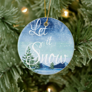 Décoration En Céramique Joli Paysage enneigé Noël Laissez Tomber la Neige