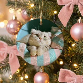 Décoration En Céramique Joli petit chat 2 Photo Rond