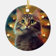 Joli petit chaton jouant avec l'ampoule de Noël