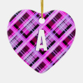 Décoration En Céramique Joli Pink Plaid Monogramme (Devant)