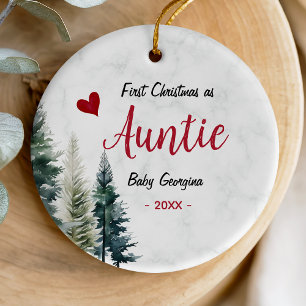 Décoration En Céramique Joli premier Noël en tant que tata cœur rouge