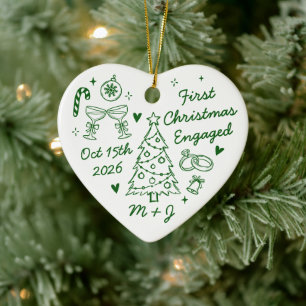 Décoration En Céramique Joli premier Noël fiancés première photo
