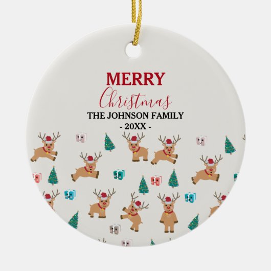 Décoration En Céramique Joli renne de Noël (Devant)