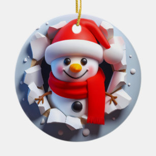 Décoration En Céramique Joli Snowman Adorable Qui Brûle À Travers