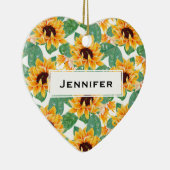 Décoration En Céramique Joli tournesol Jaune et Motif vert (Droite)