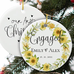 Décoration En Céramique Joli Tournesol Jaune Fiancés Notre Premier Noël