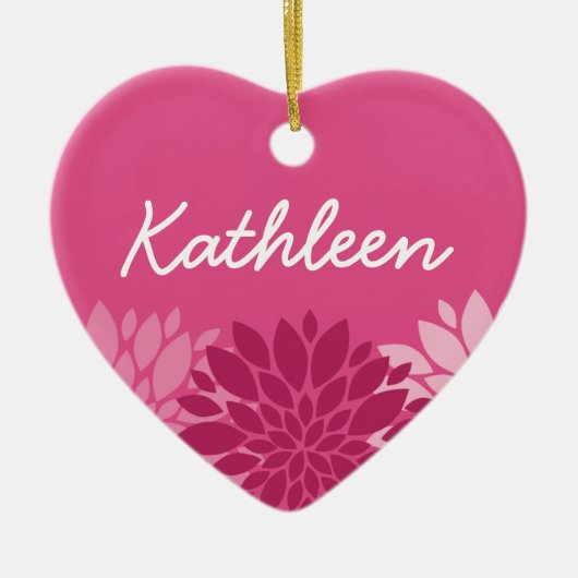 Décoration En Céramique Joli trio rose floral avec nom (Devant)