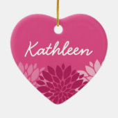 Décoration En Céramique Joli trio rose floral avec nom (Dos)