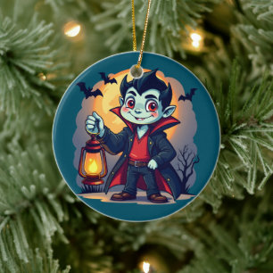 Décoration En Céramique Joli Vampire avec Lanterne Kawaii Halloween